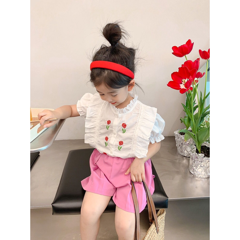 (LOLI-JKT) BS-278 SET ANAK CEWEK MAWAR PANTS UNGU SIZE 100-140