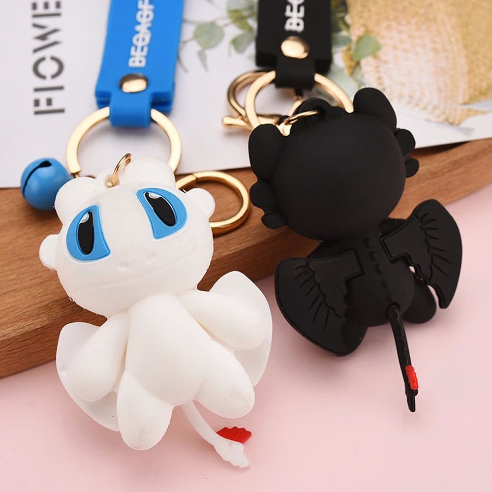 Needway  toys For Children Anime How to Train Your Dragon Cartoon Character Couple Keyring Toothless Keychains Key Chain Children Toys Bag Pendant Car Key Chain Action Figures Anime Doll Dragon 3 Light Fury/Multicolor