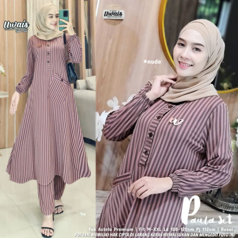 Restok Banyak Paula Set By Uwais Hijab (Produk Ori Berlabel Uwais)