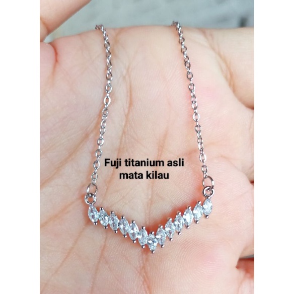 Kalung Fuji v Titanium asli, tidak luntur,koleksi NBC.medan