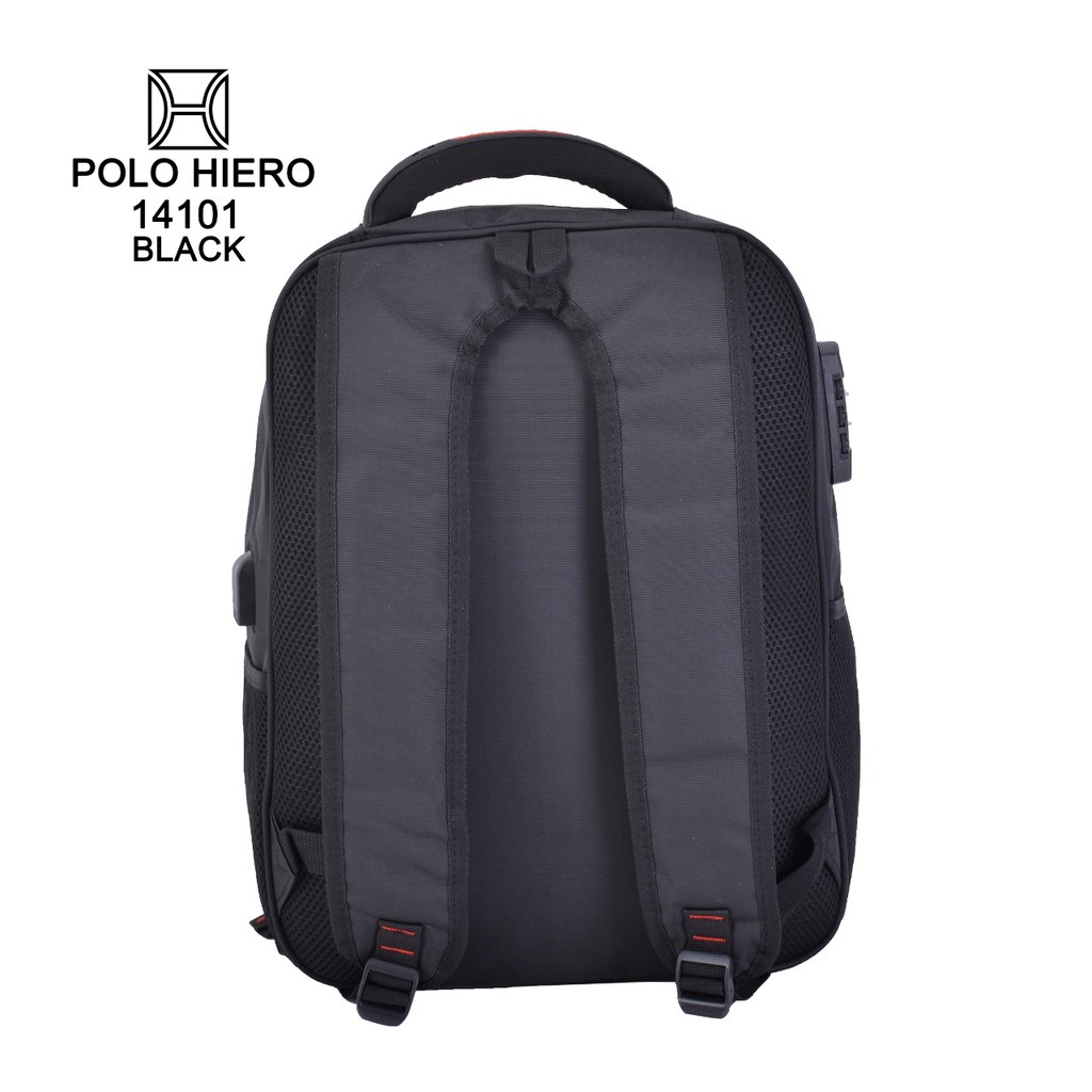 New Model Polo Hiero 14101 Tas Sekolah Ransel Backpack,[Free Kabel USB Extension,Free Rain Cover]