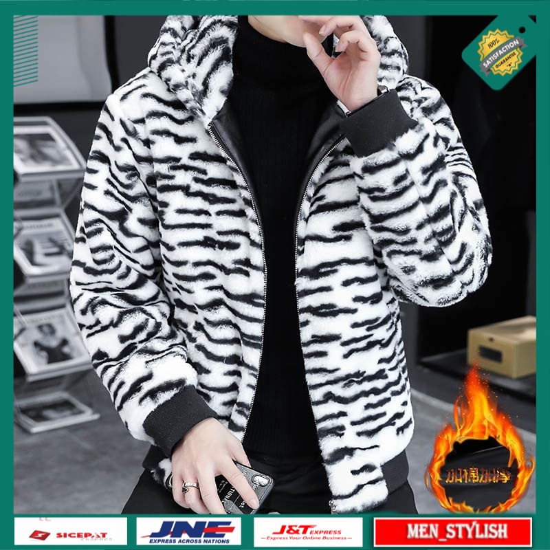 Jaket Winter Pria Musim Dingin Import 2022 Fashionable Plush Fluffy Mens Jacket With Hood Winter Coa