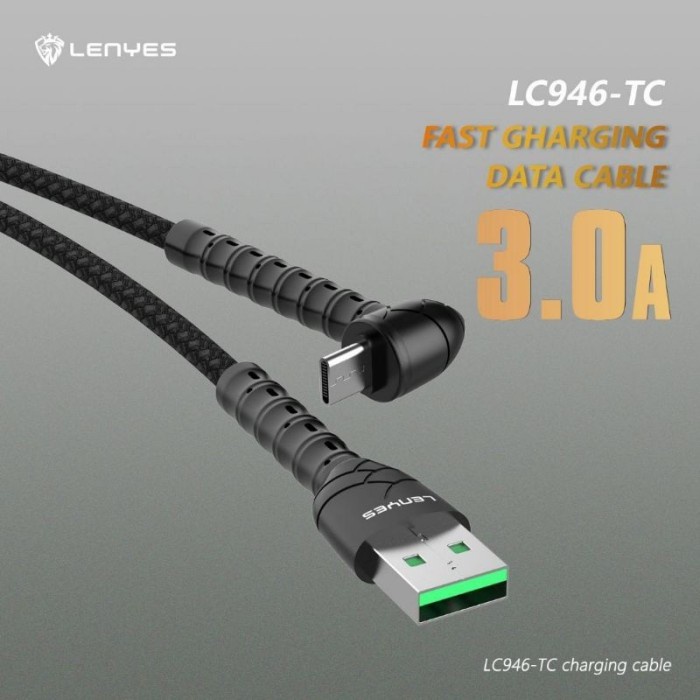 LC946 Kabel Data LENYES 3.0A LC-946 Fast Charging L TYPE C Grosir LIGHTNING