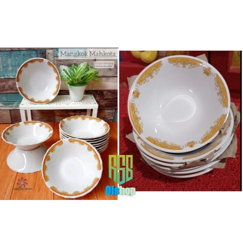 6 PCS MANGKOK LILIA MAHKOTA MANGKOK 7 INCH LILIA/MANGKUK MOTIF MAHKOTA FREE PACKING BUBBLE WRAPP