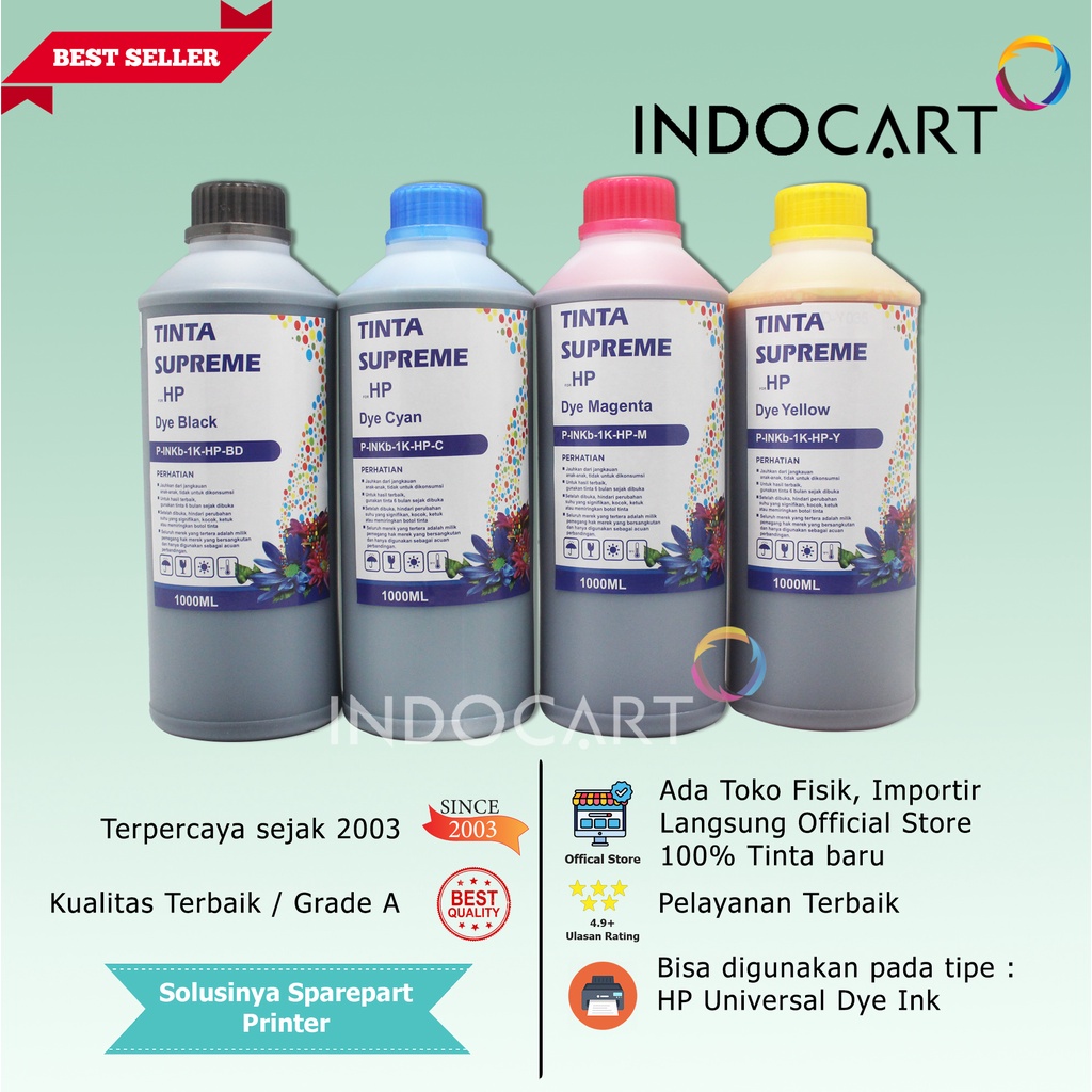 IndoCart Tinta Refill Printer HP GT51 GT52 GT 51 52-Dye Ink-1kg