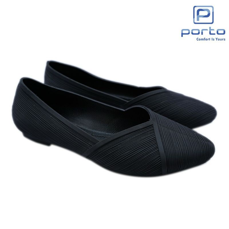 Flat shoes wanita porto lady Xem sepatu teplek sepatu karet terbaru anti slip anti air