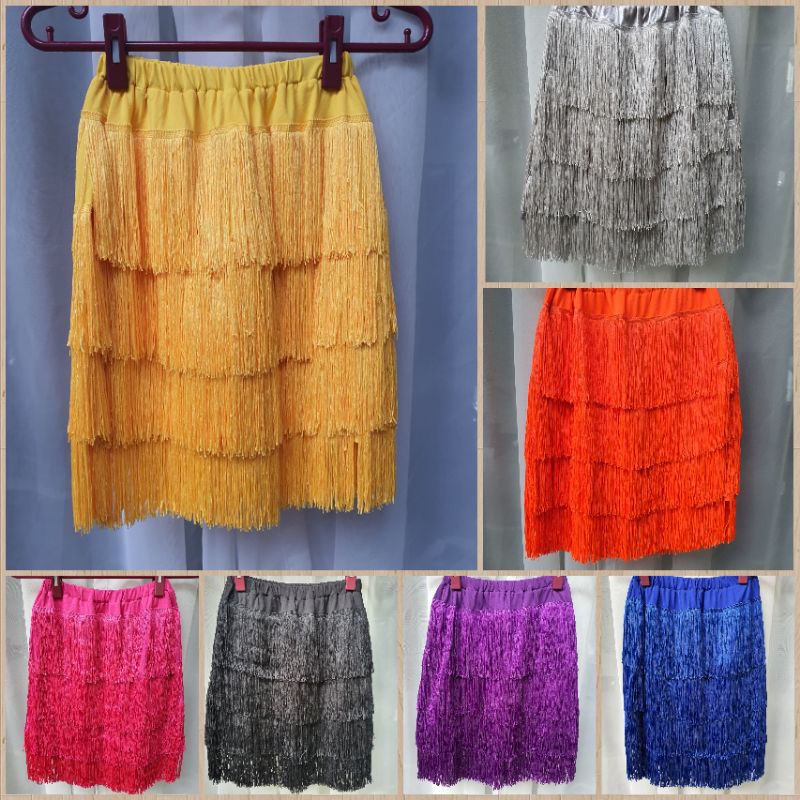 rok rumbai wanita line dance dansa tari pakaian kostum women skirt dress RT PJ
