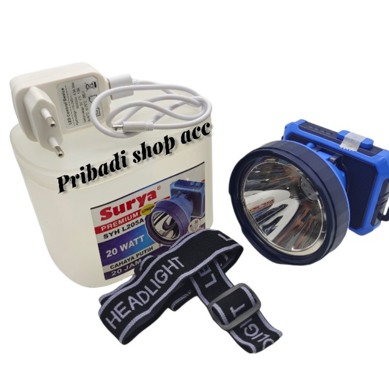Senter Kepala SURYA 20 WATT SUPER TERANG HEADLIGHT WATERPROOF / Headlamp Suraya Super Terang Cahaya 