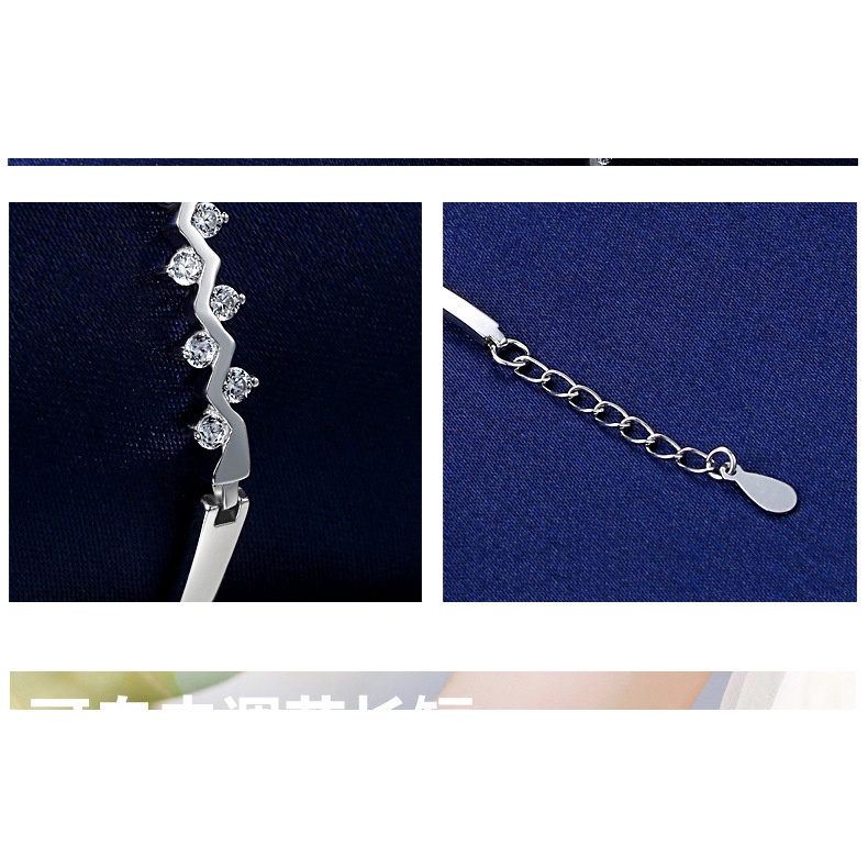 Gelang Bahan Stainless Steel Lapis Silver Aksen Berlian Untuk Wanita