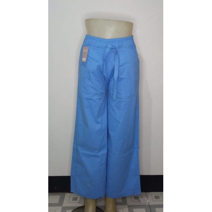 Kulot polos bahan katun stret-Biru mint