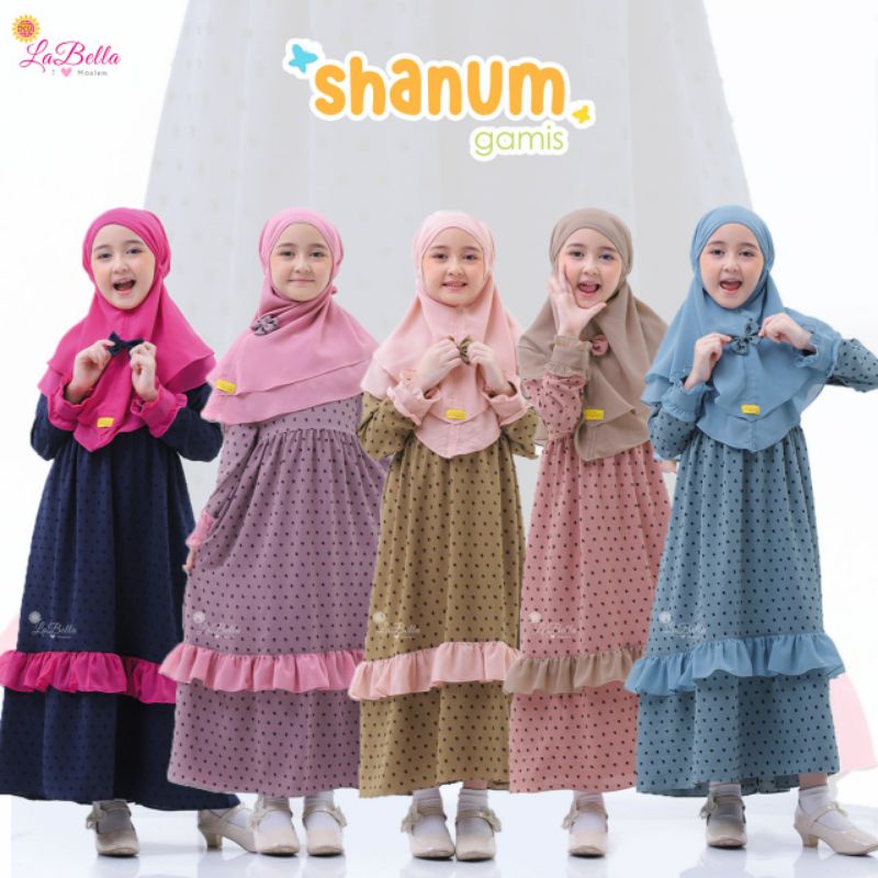 Gamis Anak Perempuan Kain Michiko Gamis Remaja Shanum Series Labella 3-13 Tahun
