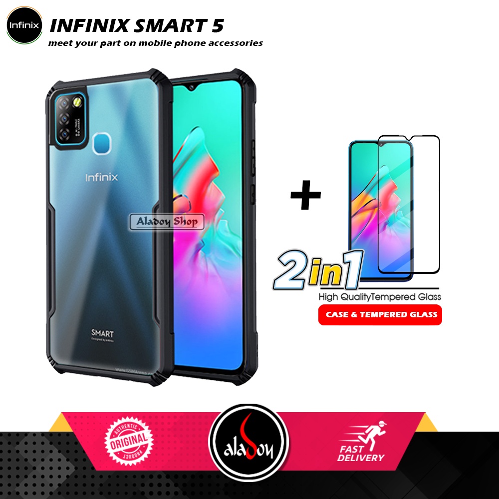 Case Infinix Smart 5 Armor Fusion Transparet Free Tempered Glass PAKET 2 IN 1 Casing dan Tempered Glass Layar