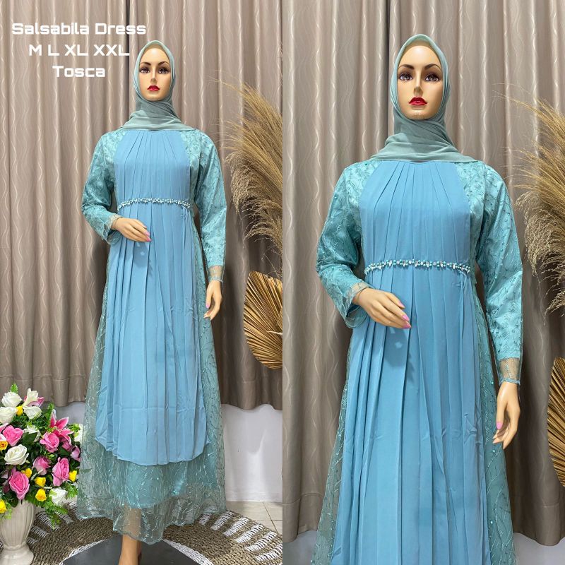 Salsabila dress / gamis terbaru / gamis pesta muslimah / gamis Lilac / gaun lilac / gaun muslimah