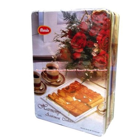 Monde Harmony Assortment Cookies 654gr Kukis Aneka Rasa Biskuit Kaleng Monde Harmoni Snack Kue Kemasan Kaleng Putih Bunga Mawar Rose Mondde Cookies Mode