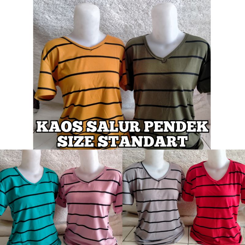 Kaos Wanita Salur Lengan Pendek Eles Premium