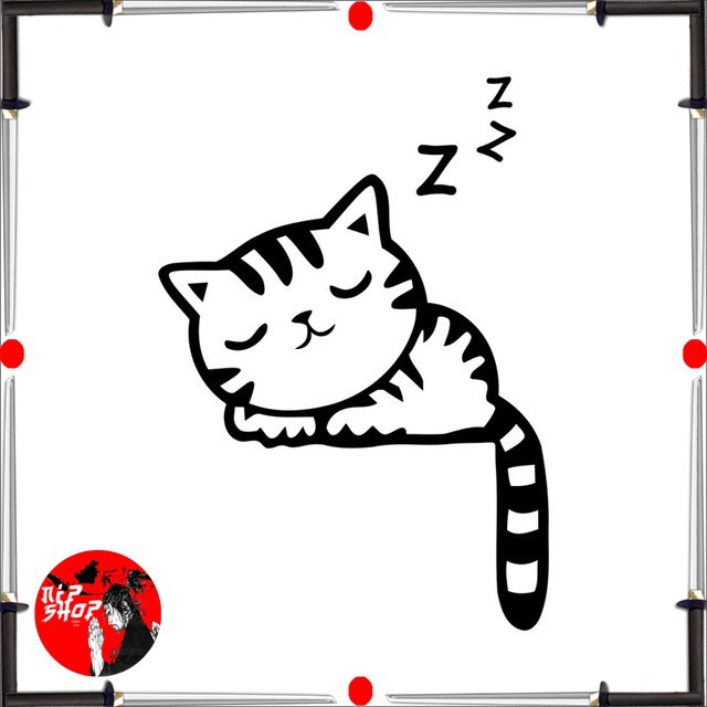 Sticker Wallpaper Dinding Sleeping Cat - Black