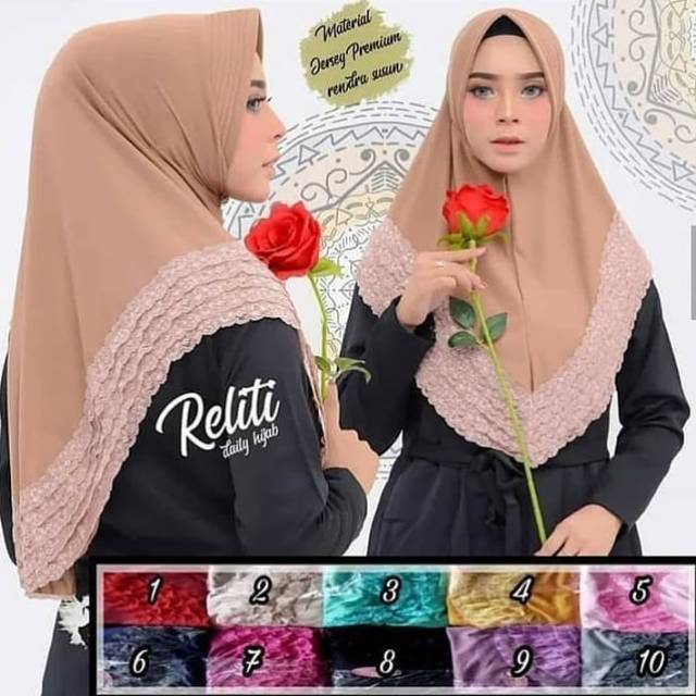 Jilbab instan Reliti (Renda Lima Tingkat)