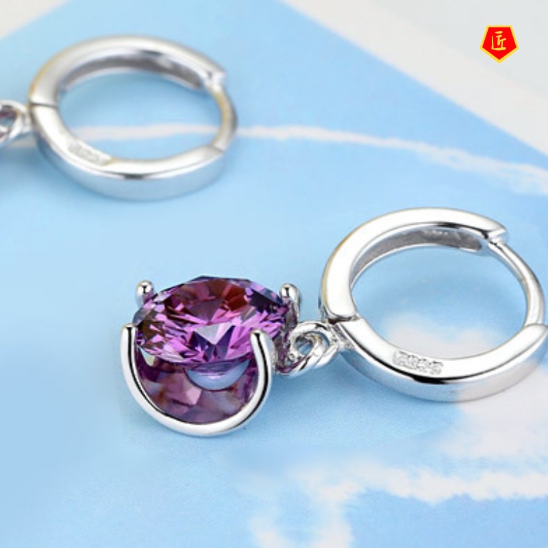 [Ready Stock]Silver Red Crystal Eardrops Fashion Temperamental Long Earrings