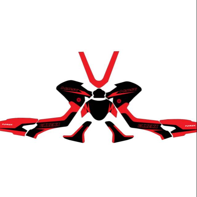 Decal NMAX GRAFIS BLACK RED GLOSSY