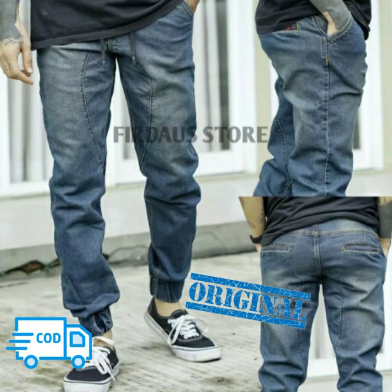 celana jeans joger pria celana joger retro