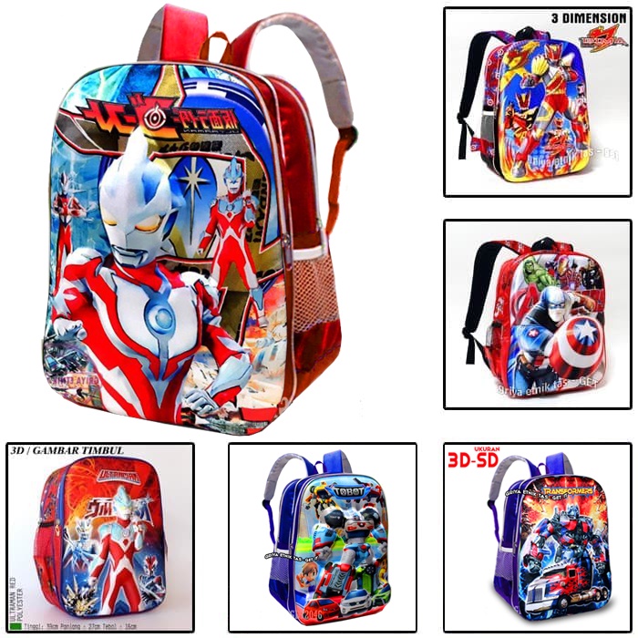 Tas Anak Karakter ULTRAMAN 3D - Tas Sekolah Anak Laki Laki SD