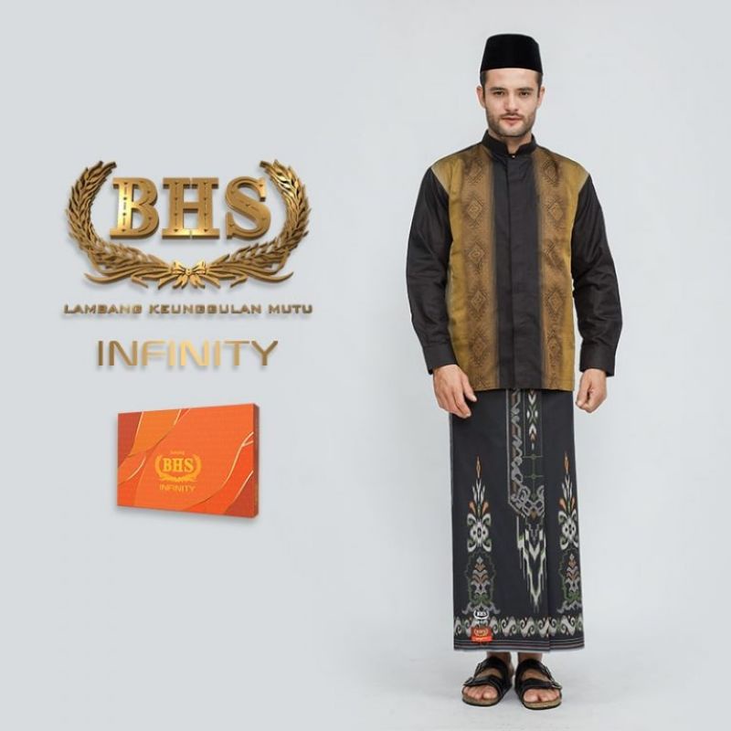 Sarung BHS Infinity Gold Motif PKE Hitam Hijau 03