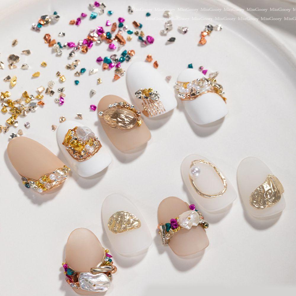 Agustina Kuku Berlian Imitasi 3D Desain Tidak Teratur Trendi DIY Manicure Gravel Nail Charms