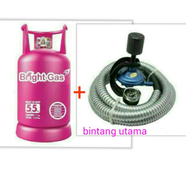 Tabung bright gas +isi+regulator destec+selang fleksibel,kualitas bagus.