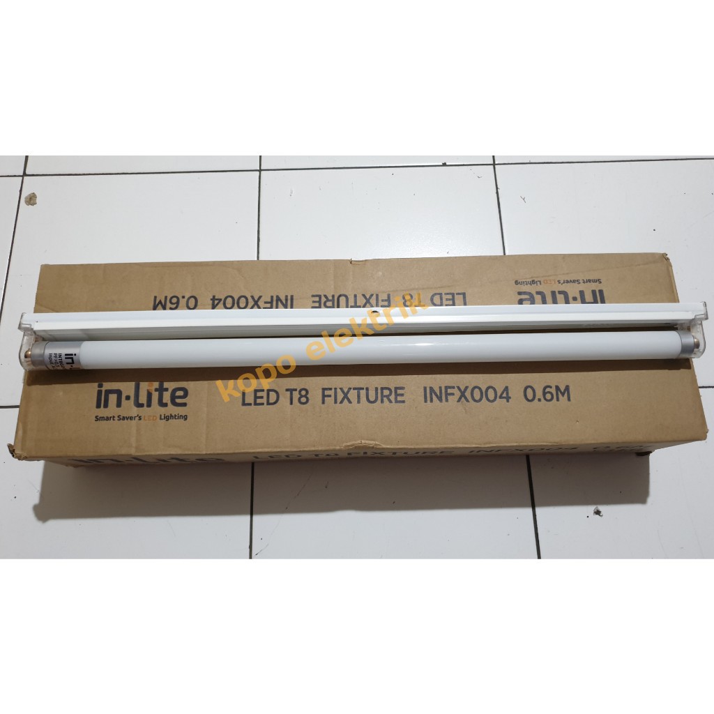 GARANSI Lampu TL LED Inlite 9w + Dudukan In-Lite Panjang 60cm Putih 9 Watt Set