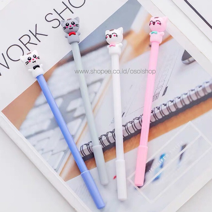 

nn Pulpen Kucing / cat kitty gel pen / bolpen unik murah souvenir