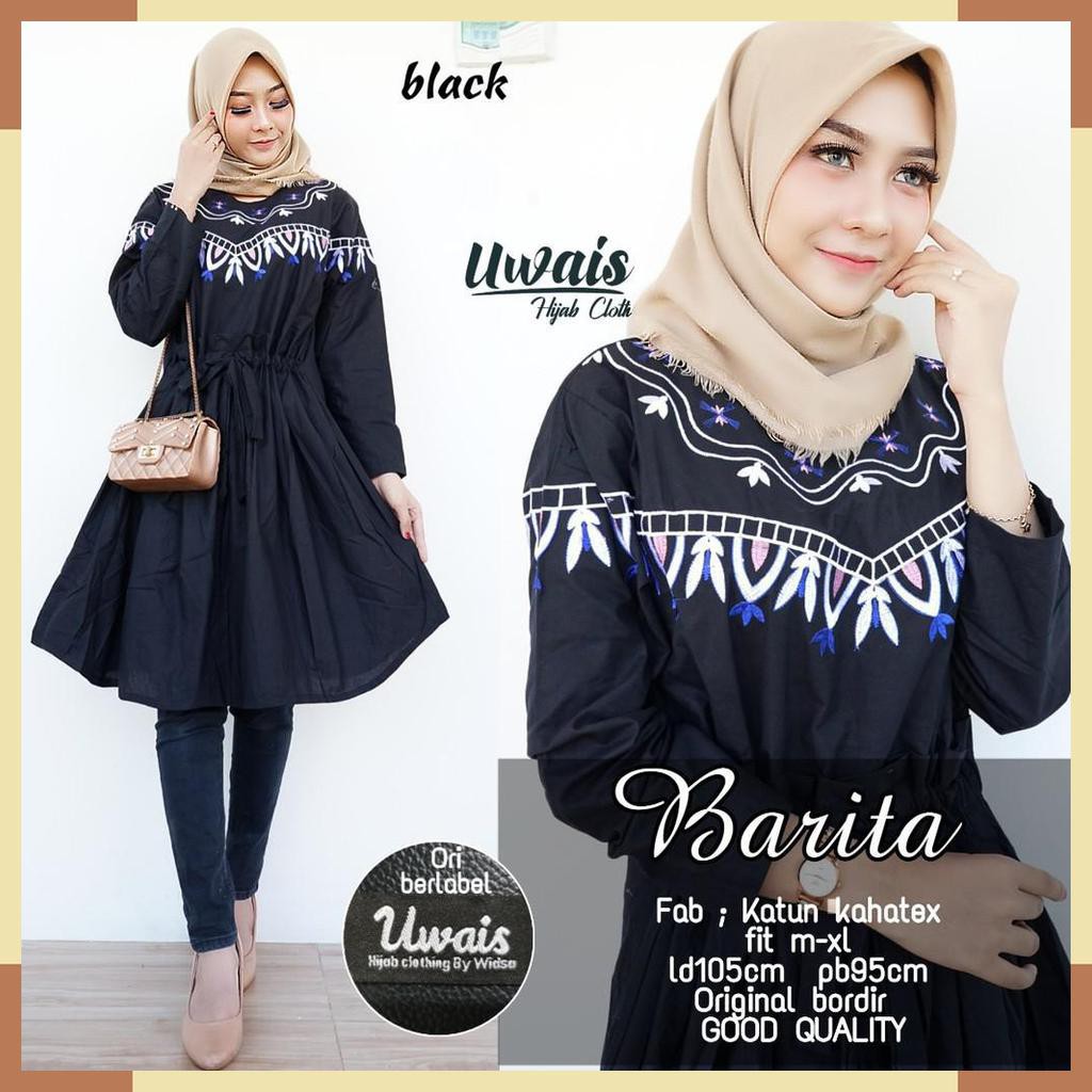 DRESS TUNIK MOTIF. FASHION MUSLIM WANITA. BY UWAIS