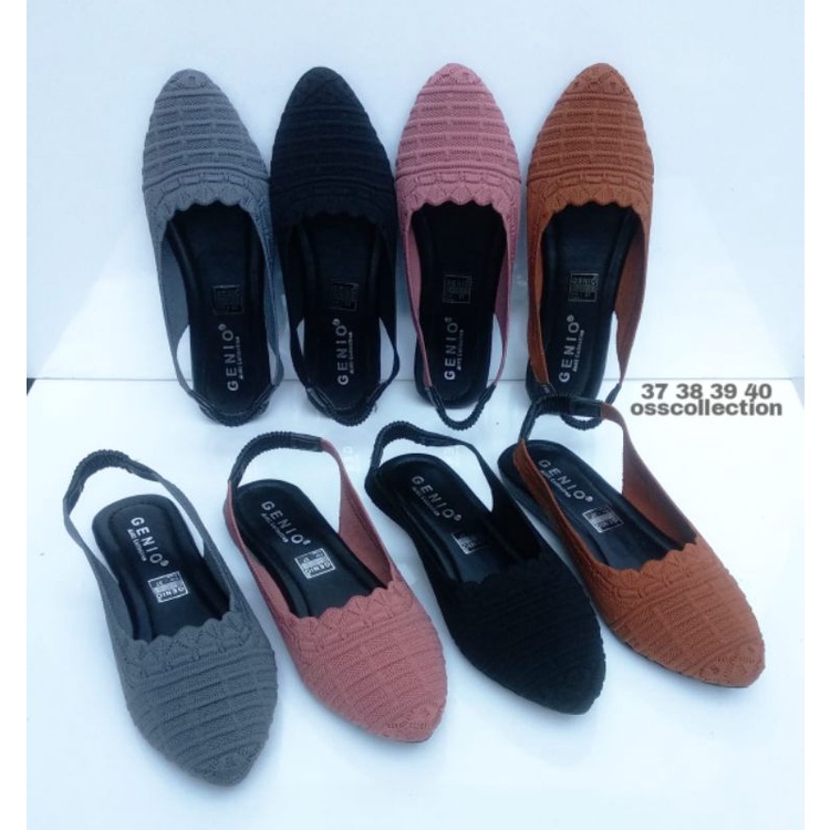 Flatshoes Rajut Import by Oss Collection | Sol Karet & alas Empuk tali belakang elastis bisa ditarik