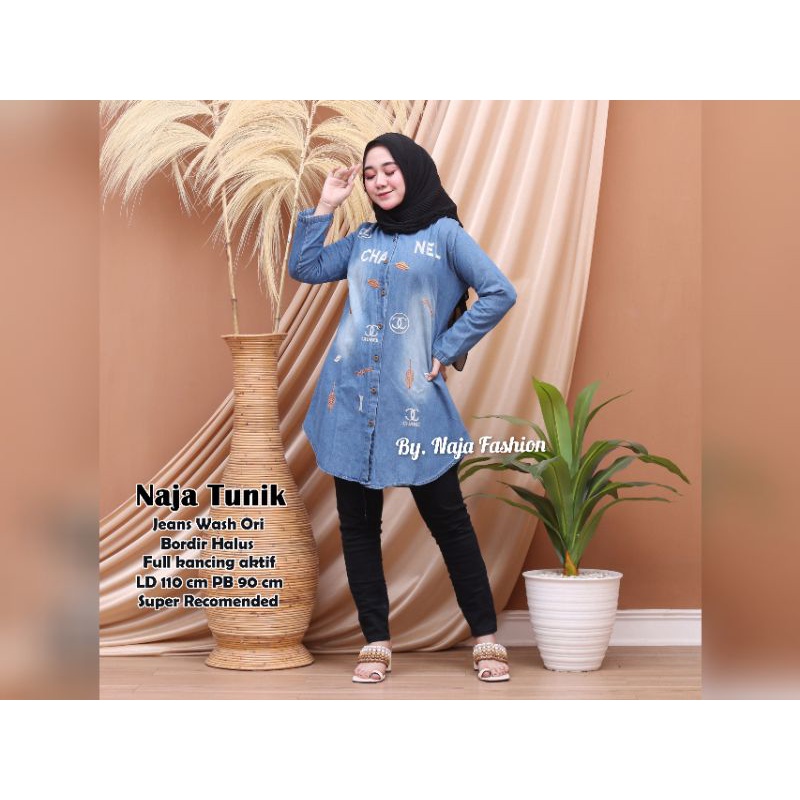 Atasan Wanita Jeans terkini 2021 ll Tunik Jeans terbaru
