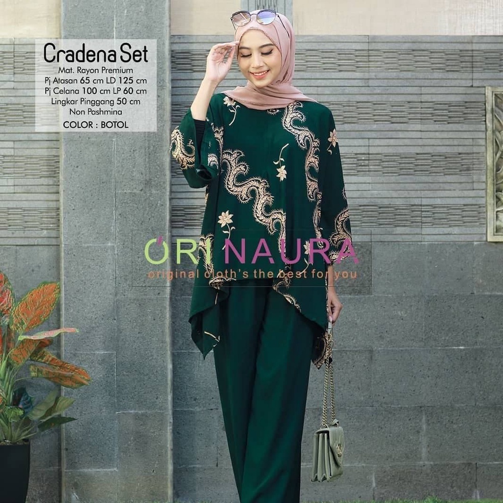 Cradena Set Jumbo - One Set Jumbo Waka Waka Setelan Wanita Rayon Premium  Set Celana Panjang Tie Dye Kekinian LD 125 cm