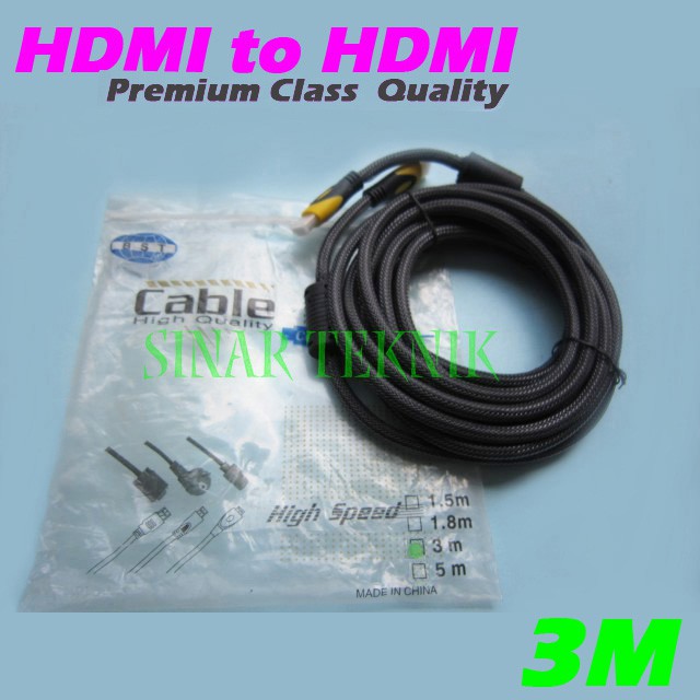 Kabel HDMI to HDMI High Speed Kwalitas Super @3M