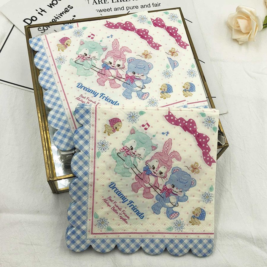 20pcs/set Color Printed Napkins Tissues Diy Butterfly Paper Towel