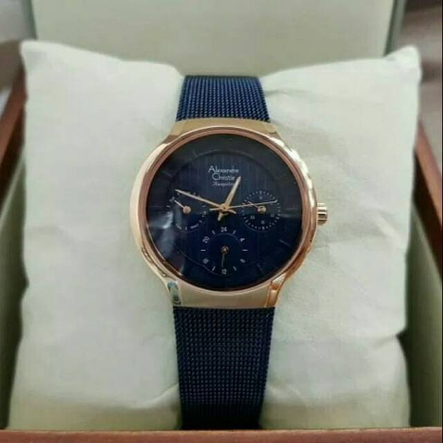 JAM TANGAN CEWEK / WANITA ALEXANDRE CHRISTIE AC 6245 BLUE ROSEGOLD