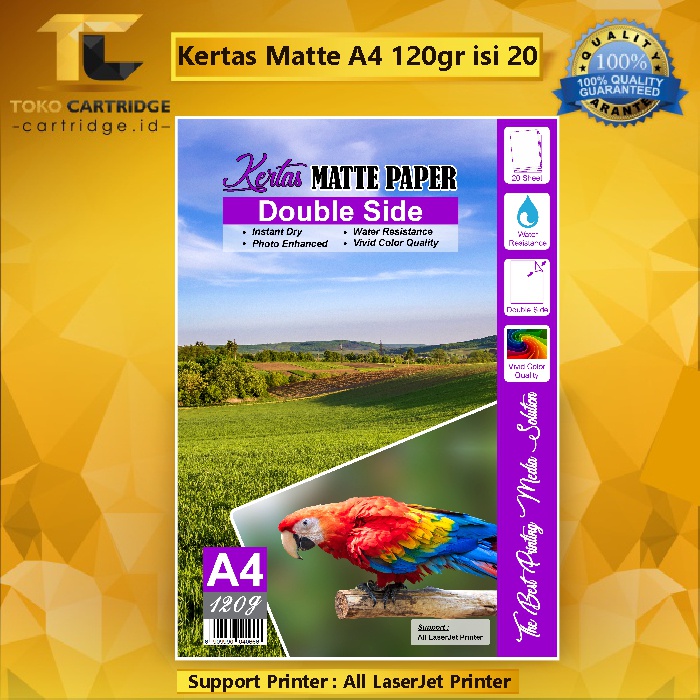 Kertas Matte Paper Double Side A4 120gsm, Kertas Matte Printer A4 1pack / 20pcs