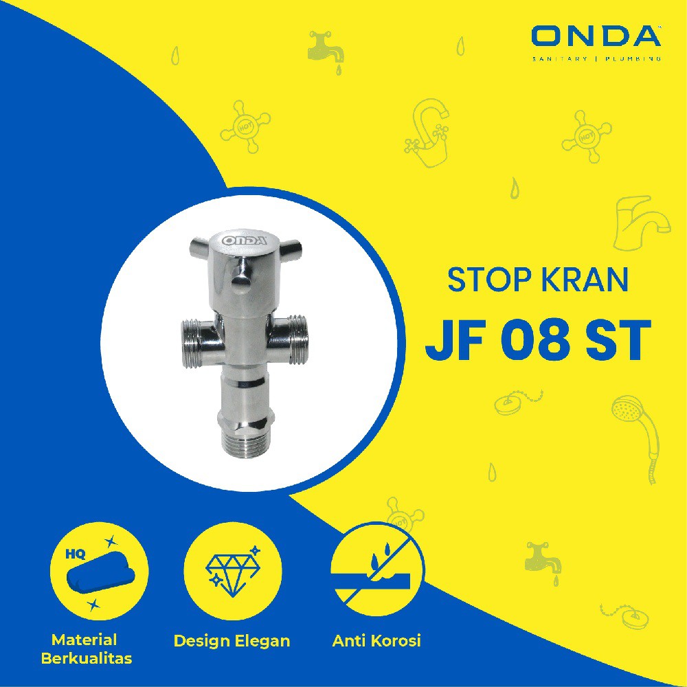 ONDA JF 08 ST Stop Kran Toilet Katup Keran Shower Cabang Angle Valve 1/2&quot;