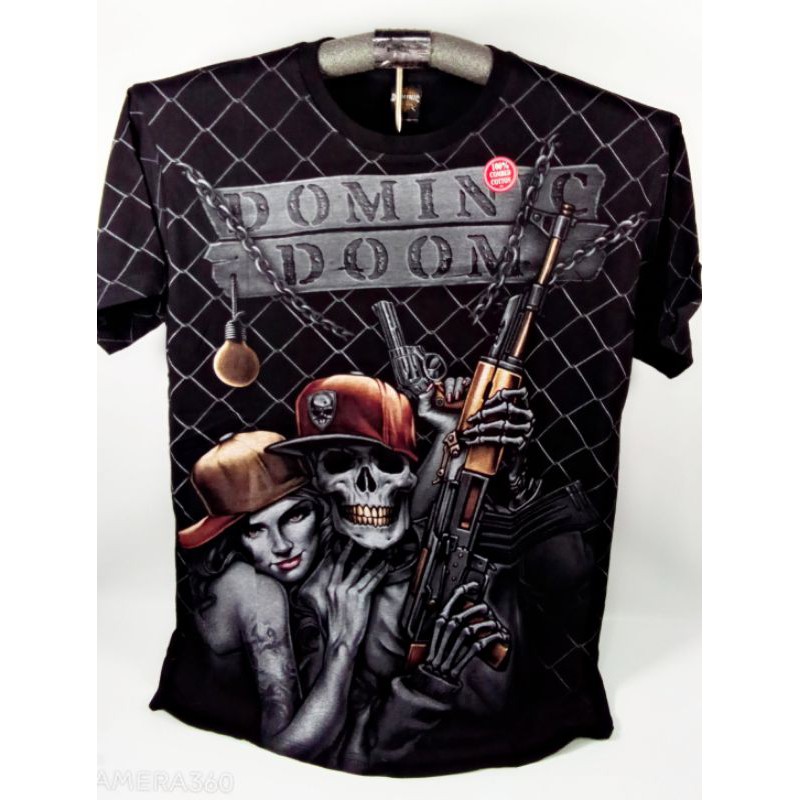 kaos tengkorak lady Dominic shotgun