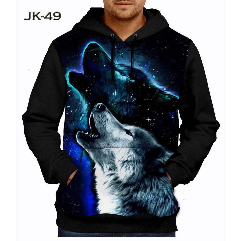 Jaket Wolf Dark Light Jaket Sweater Anak Printing 3D Jaket Hoodie Wolf Srigala Series Dewasa #JK-49