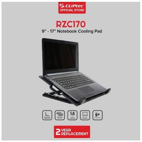 Cooling Pad CLiptec  Notebook Adjustable Ergostand 14" Garansi 2 Tahun