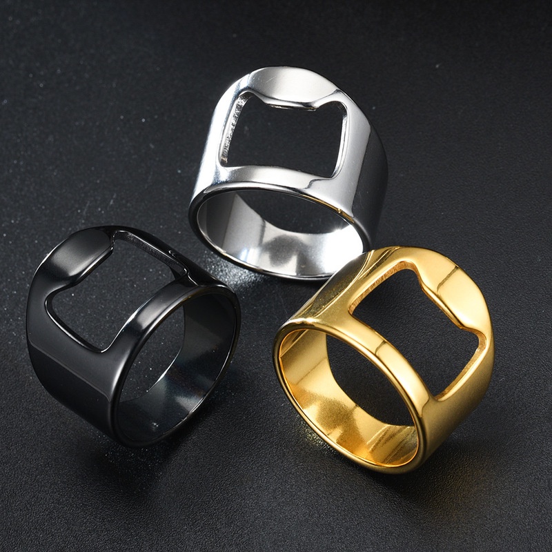 1pc Cincin Jari Pembuka Botol Multifungsi Bahan Stainless Steel Untuk Pria Dan Wanita