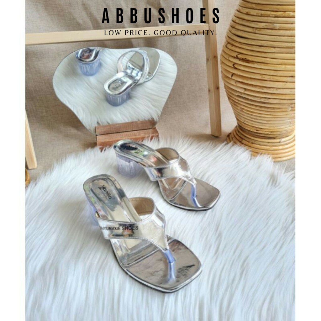 abbushoes US 90 hak tahu kaca jepit  wanita 5cm