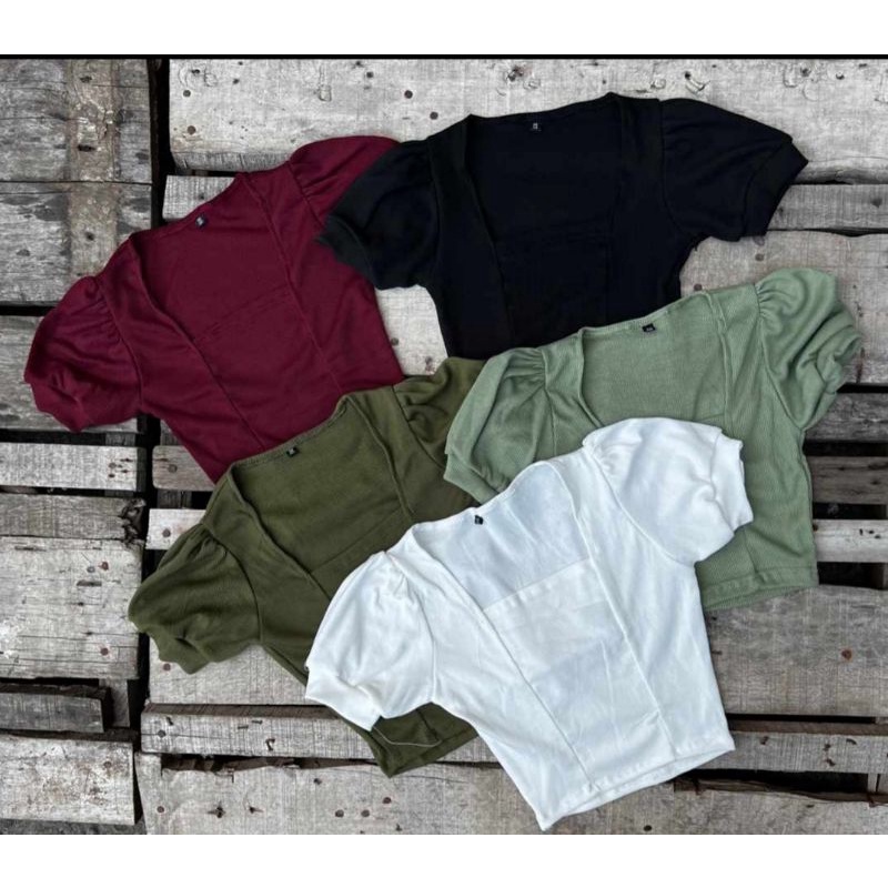Crop Top Wanita Velicia Katun Rib Premium Fit M