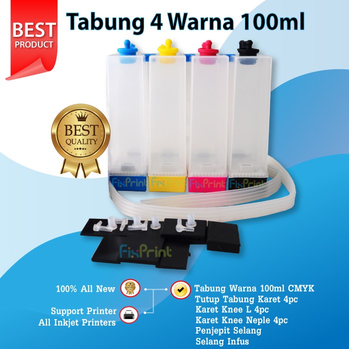 Ink Tank Modif CISS 4 Warna 100ml Tabung Infus 4 Warna 100ml Model Sepatu Printer Cn Print XP