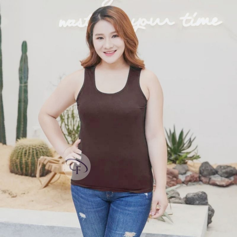 Singlet Wanita XXL / JUMBO / Tanktop Tali Lebar XXL / JUMBO / Tank Top JUMBO-Coklat