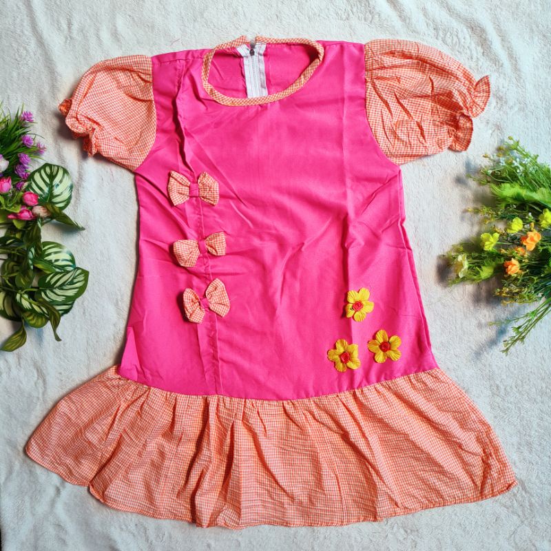 Dress anak cewek 6 7 8 Tahun baju anak perempuan katun bagus terbaru viral Tree bunga pita ciwi