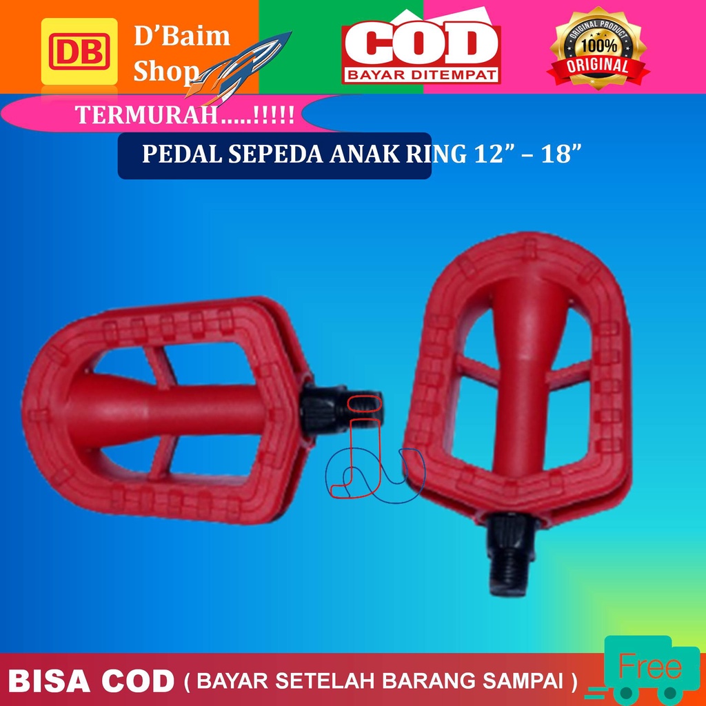 Pedal Sepeda Anak As Drat Besar dan Kecil Untuk Sepeda Ukuran 12-18