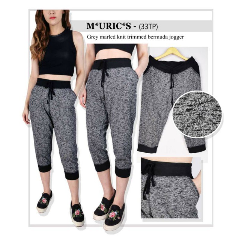 jogger Maurincess grey marled bermuda jogger